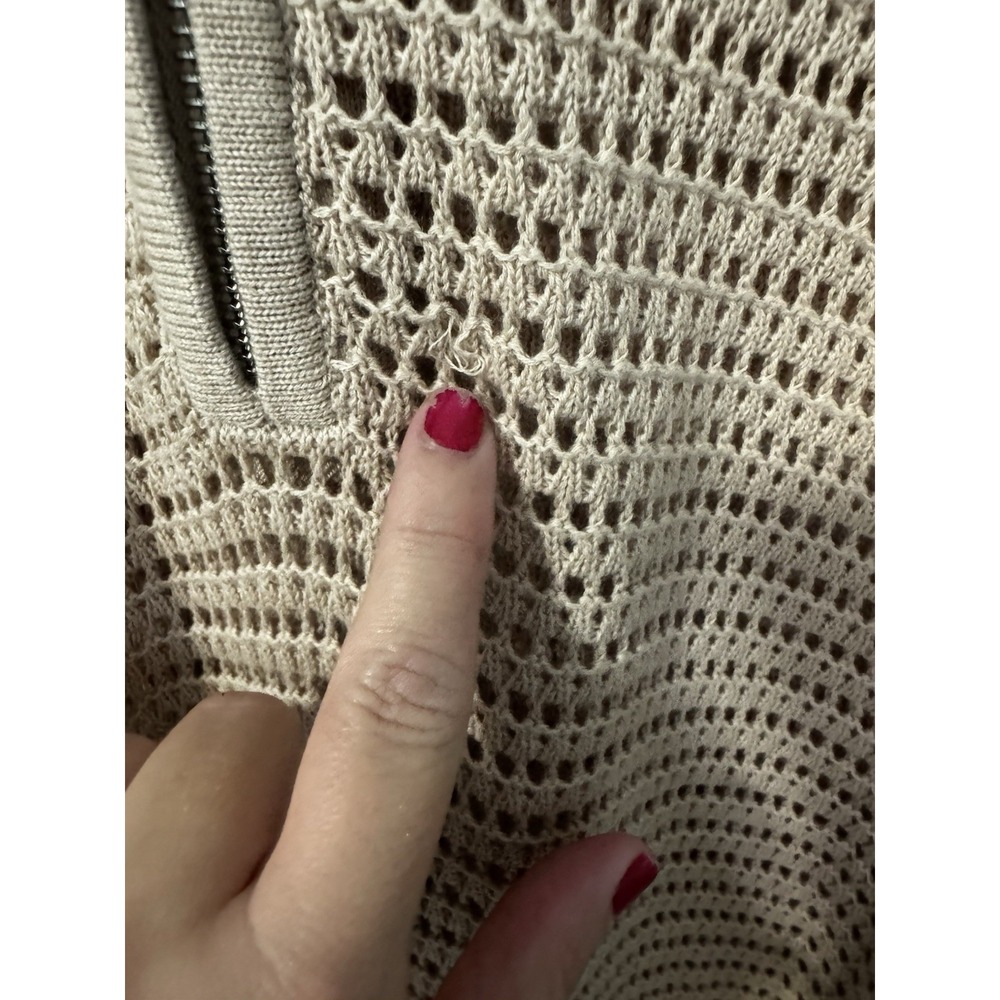 Varley Clayton Cotton Mesh Knit Polo Sweater Oversized Quarter Zip Size XL - Picture 8 of 10
